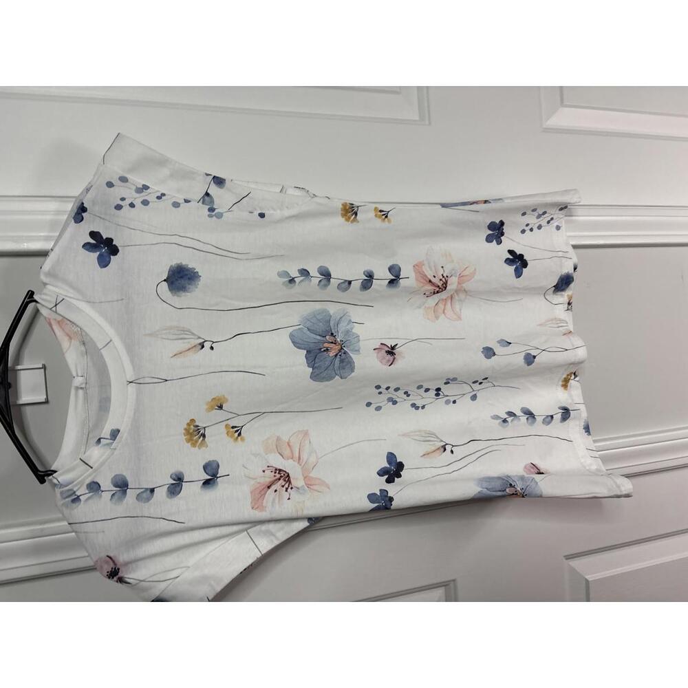 ETCYY Women's Floral Print Short Sleeve Top, Size Small 399